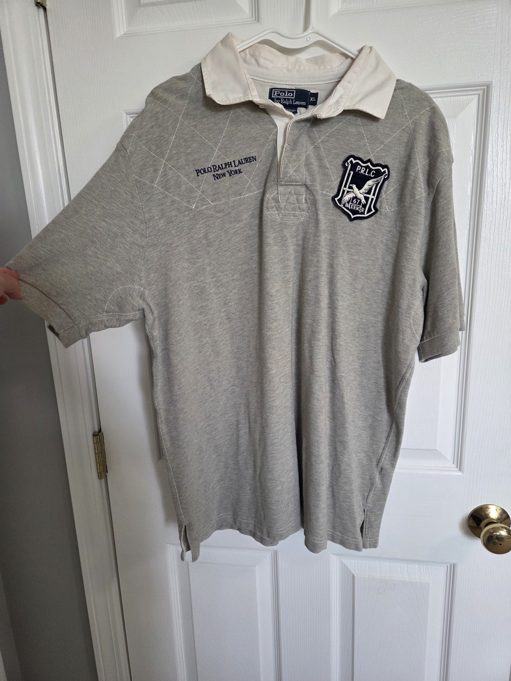 Ralph Lauren White and Gray Rugby Polo with Crest